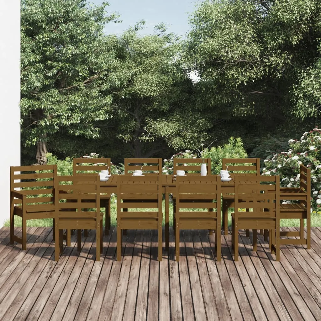 vidaXL Set da Pranzo da Giardino 11 pz Miele in Legno Massello di Pino