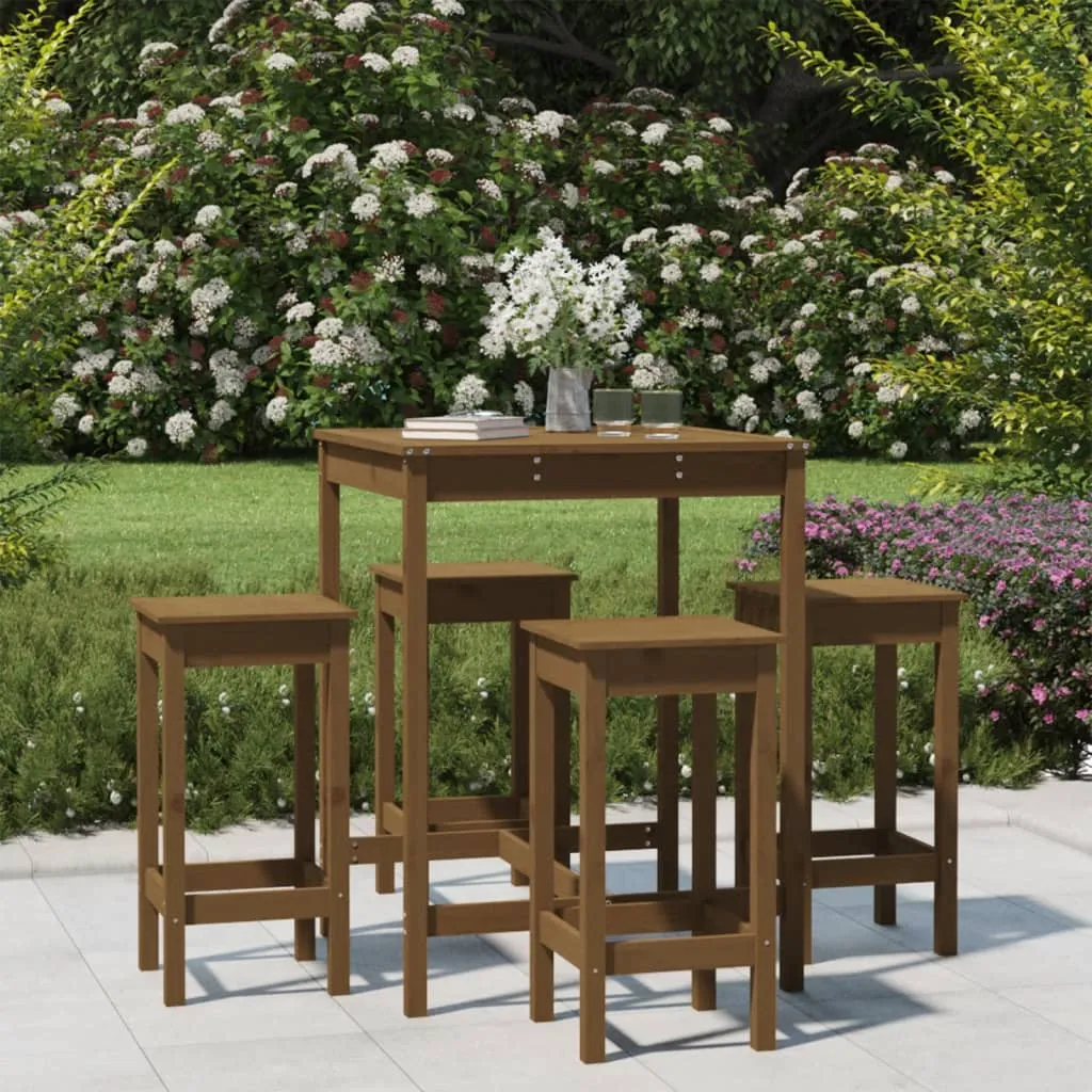 vidaXL Set Bar da Giardino 5 pz Miele in Legno Massello di Pino