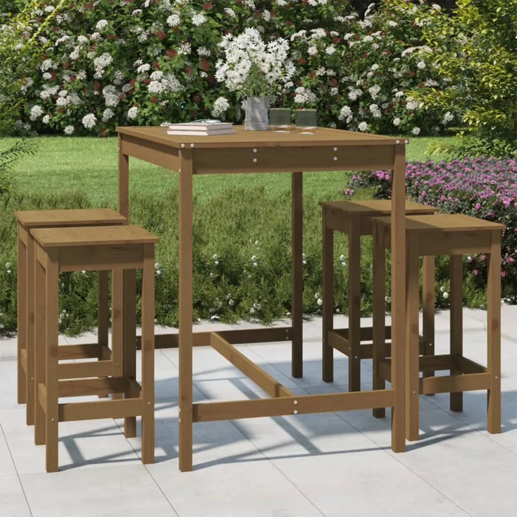 vidaXL Set Bar da Giardino 5 pz Miele in Legno Massello di Pino