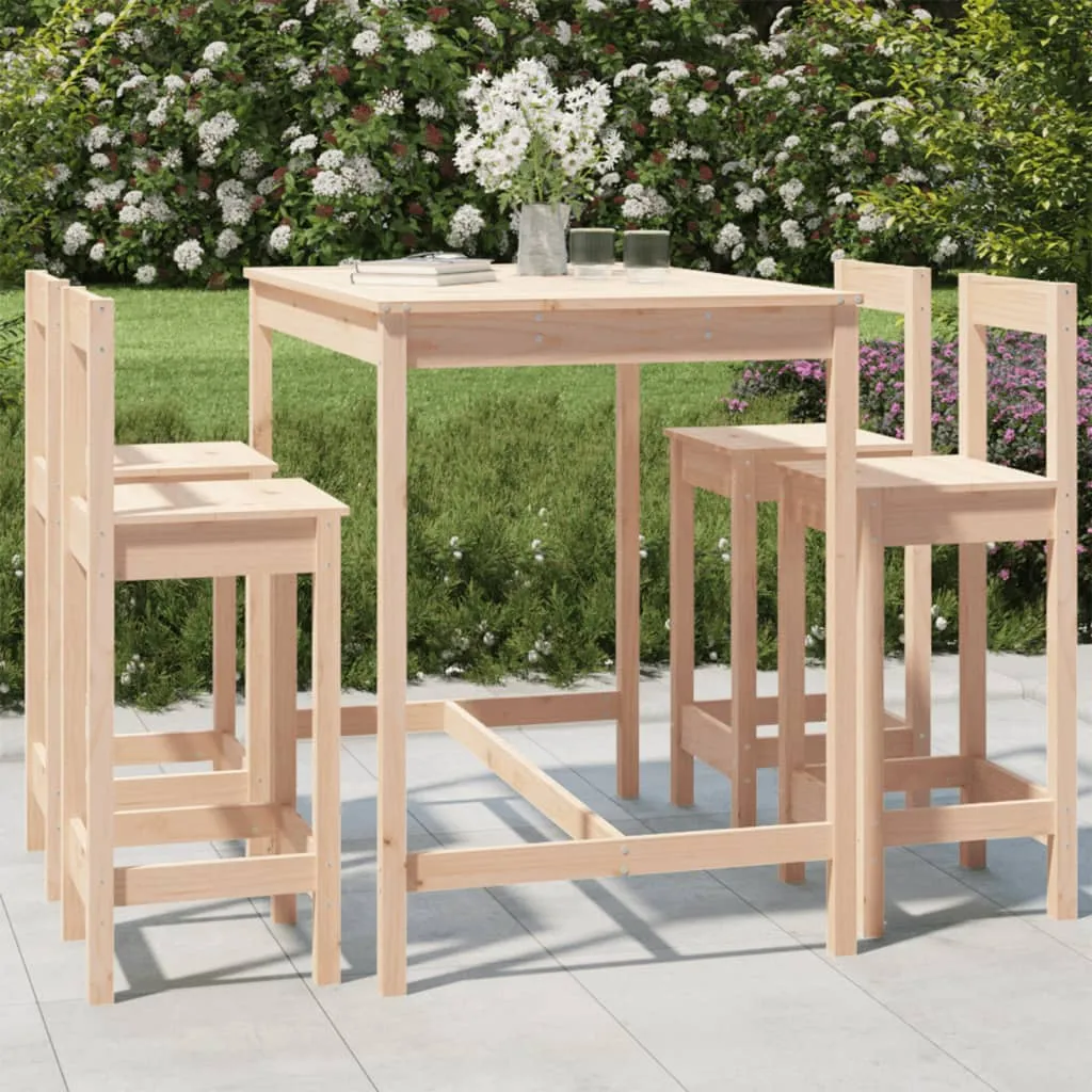 vidaXL Set Bar da Giardino 5 pz in Legno Massello di Pino