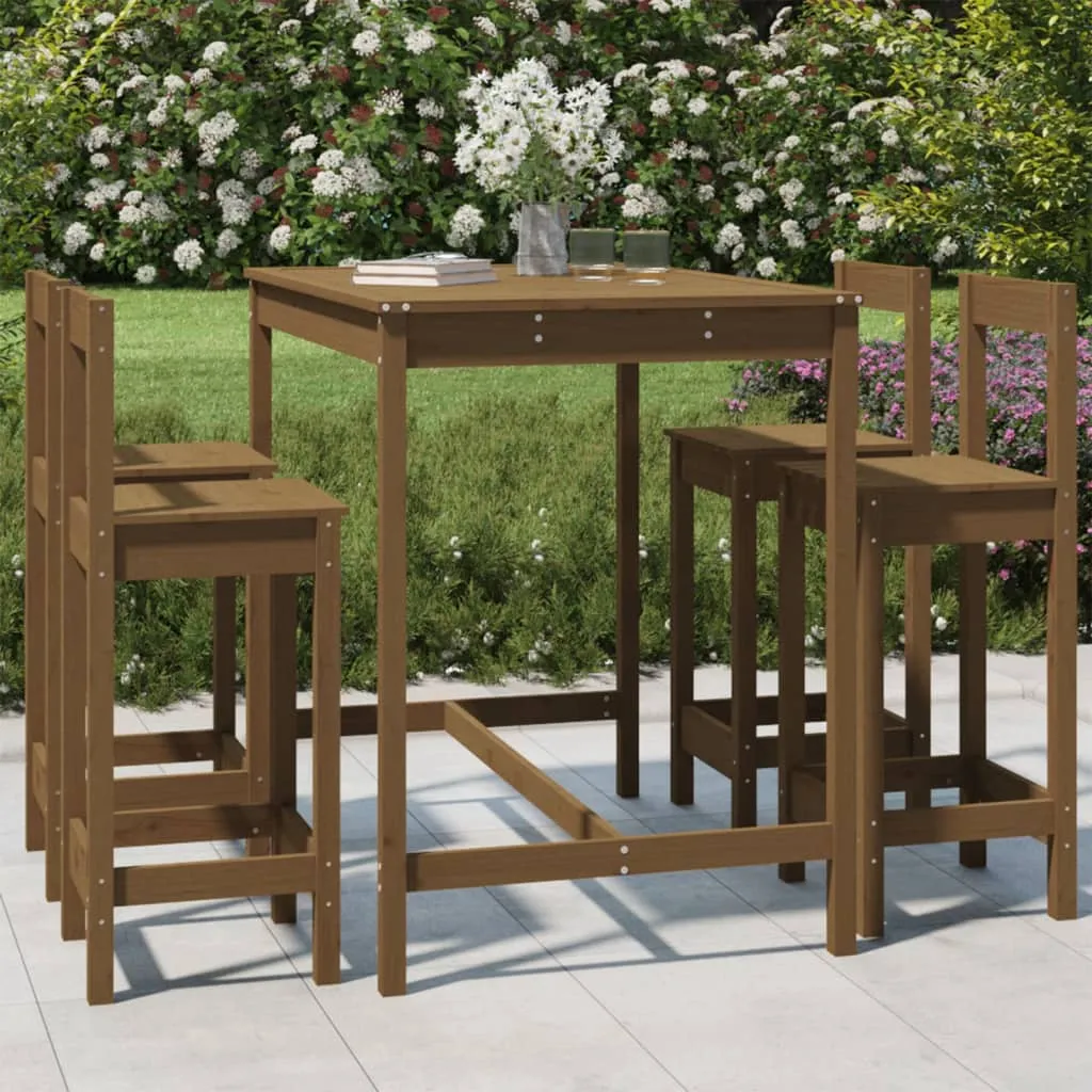 vidaXL Set Bar da Giardino 5 pz Miele in Legno Massello di Pino