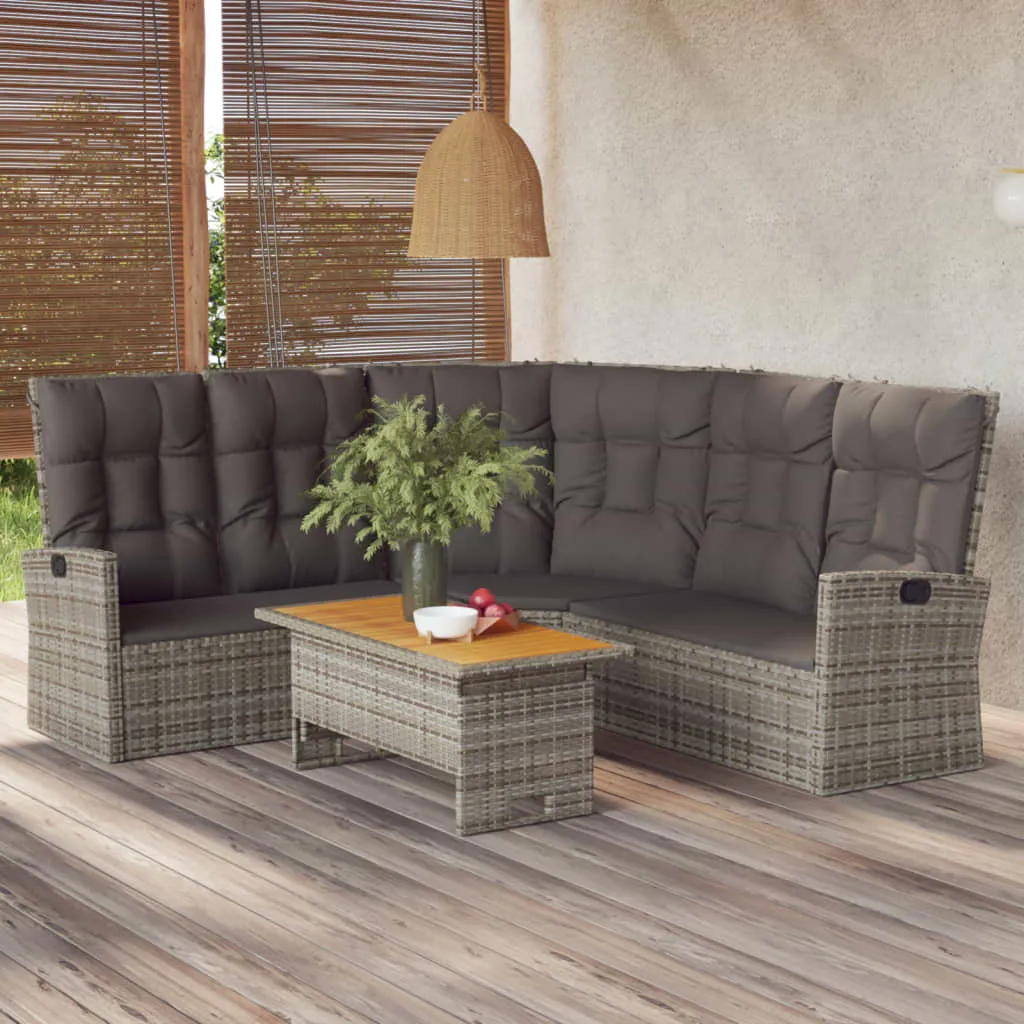 vidaXL Set di Divani da Giardino 2 pz con Cuscini in Polyrattan Grigio