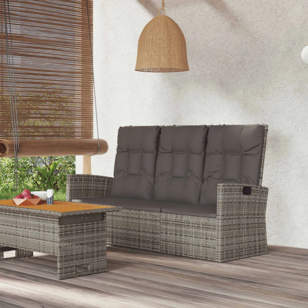 vidaXL Panca Giardino Reclinabile con Cuscini 173cm Polyrattan Grigio