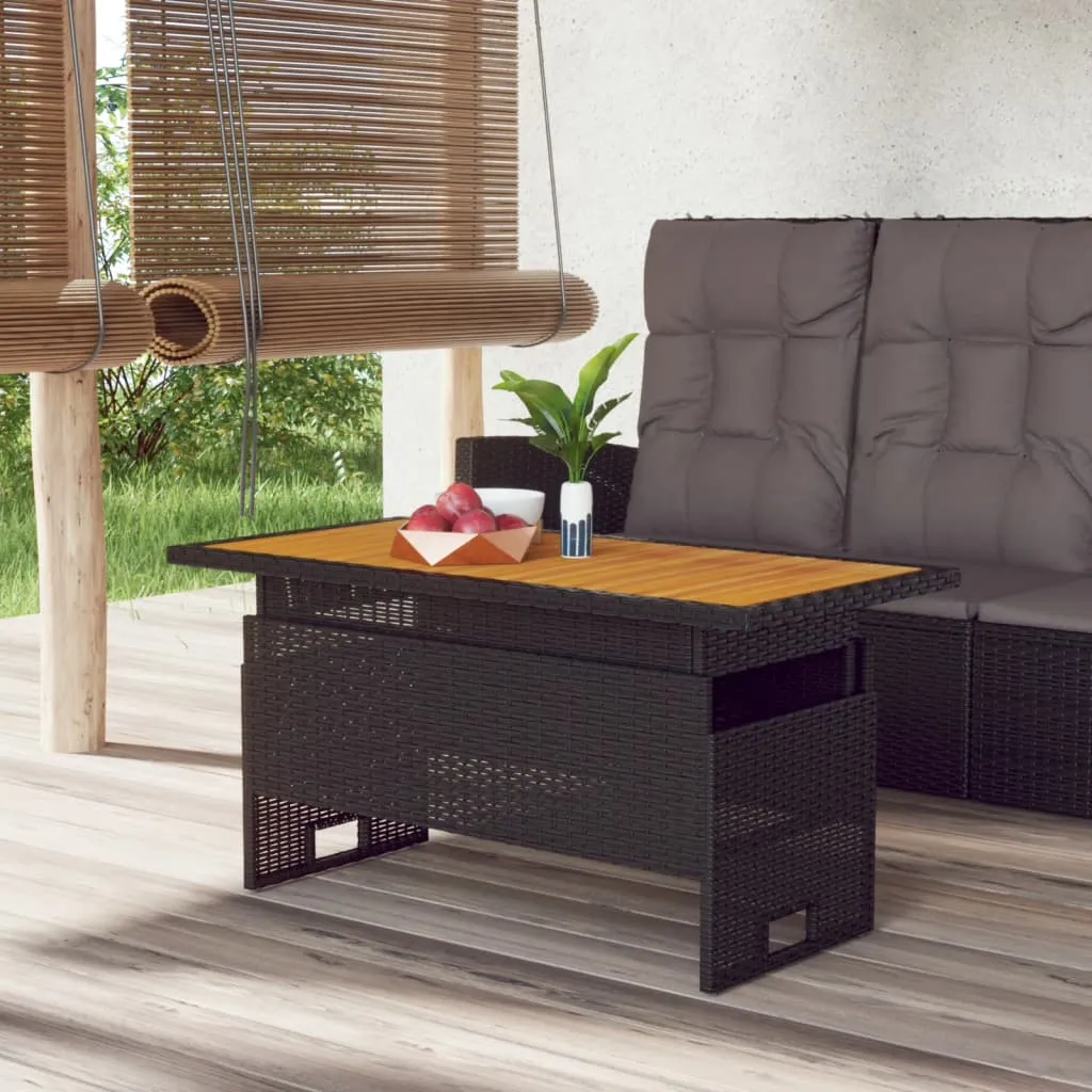 vidaXL Tavolo Giardino Nero 100x50x43/63cm Massello Acacia Polyrattan