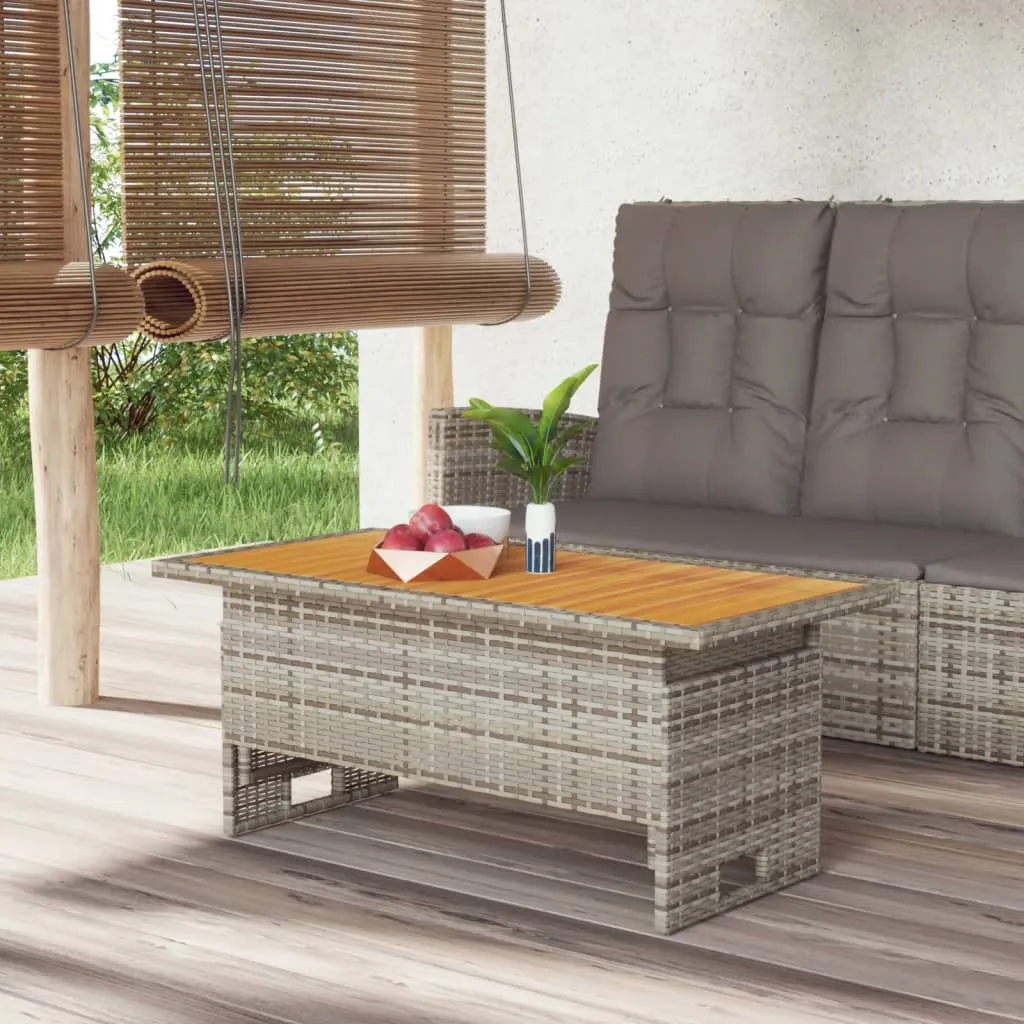 vidaXL Tavolo Giardino Grigio 100x50x43/63 Massello Acacia Polyrattan