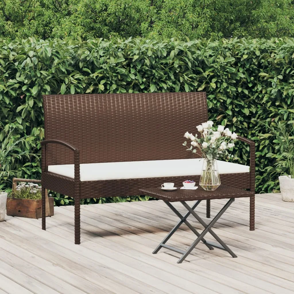 vidaXL Panca da Giardino con Cuscino Marrone 105 cm in Polyrattan