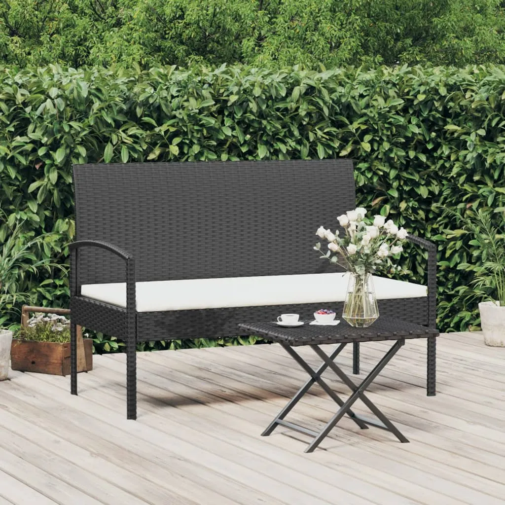 vidaXL Panca da Giardino con Cuscino Nera 105 cm in Polyrattan