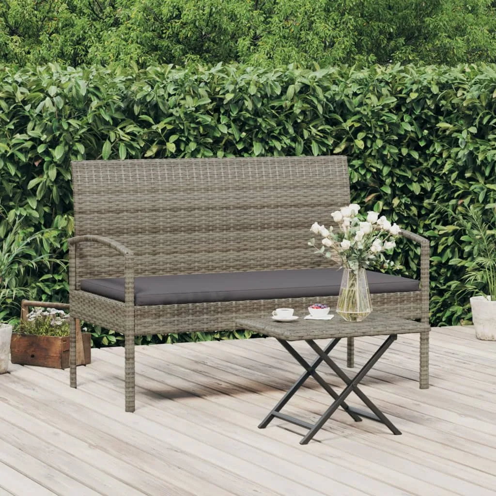 vidaXL Panca da Giardino con Cuscino Grigia 105 cm in Polyrattan