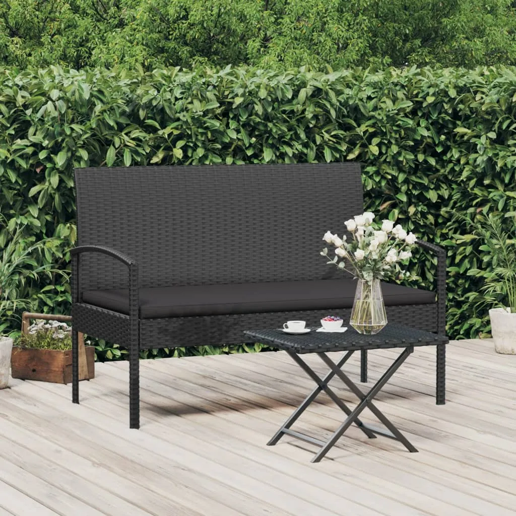 vidaXL Panca da Giardino con Cuscino Nera 105 cm in Polyrattan