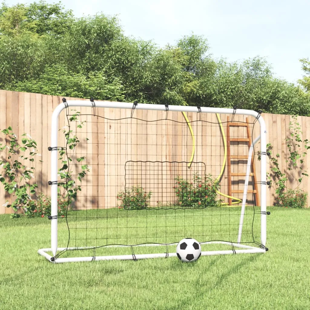 vidaXL Rete Rimbalzante Calcio Bianca e Nera 184x61x123cm Acciaio e PE