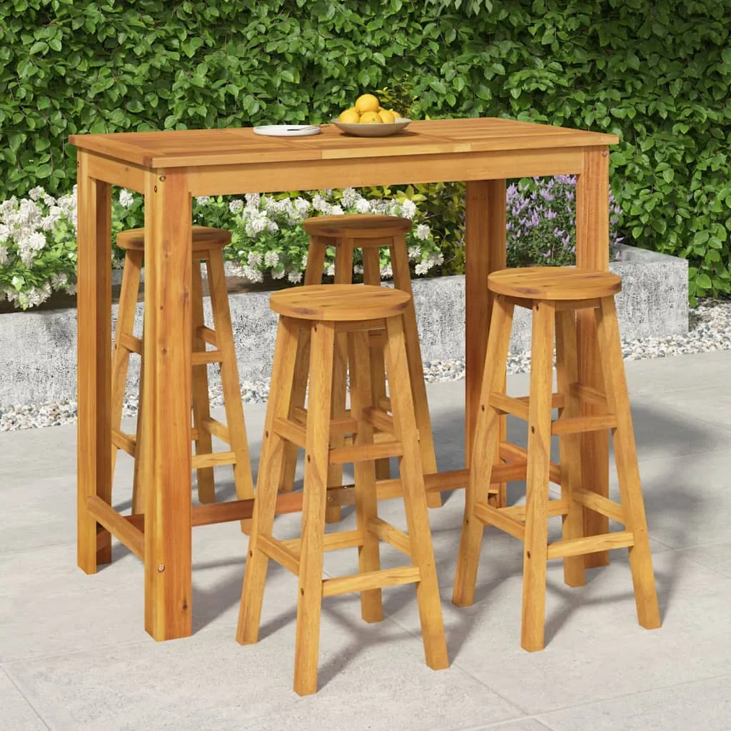 vidaXL Set da Pranzo per Giardino 5 pz in Legno Massello di Acacia