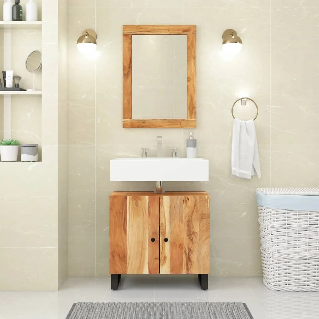 vidaXL Mobile Lavabo 62x33x58 cm Legno Massello Acacia e Multistrato