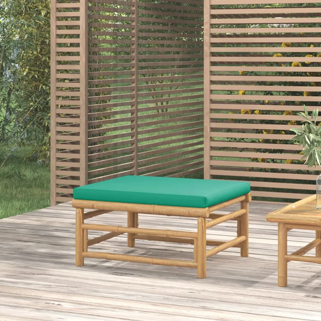 vidaXL Poggiapiedi da Giardino con Cuscino Verde in Bambù