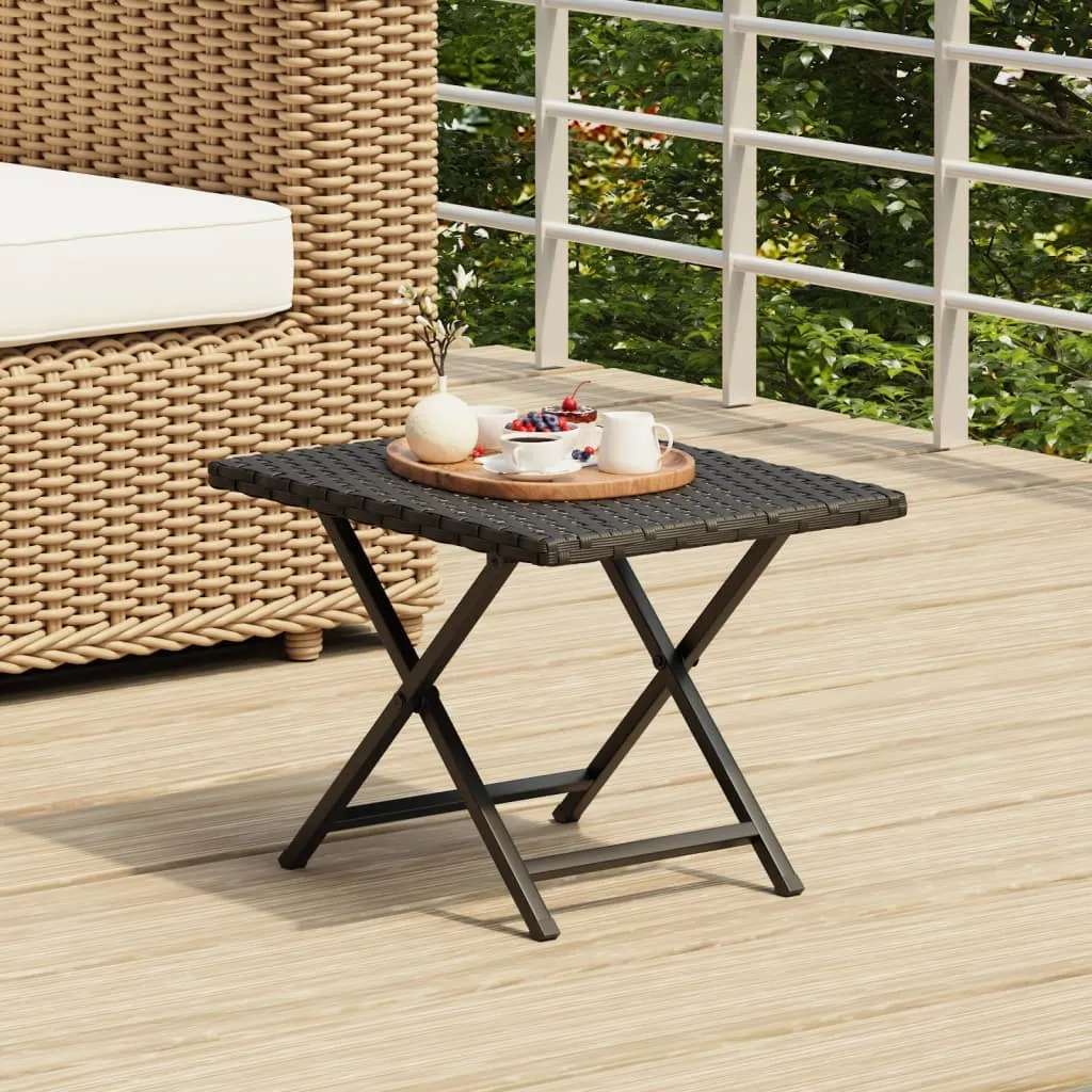 vidaXL Tavolo Pieghevole Nero 45x35x32 cm in Polyrattan