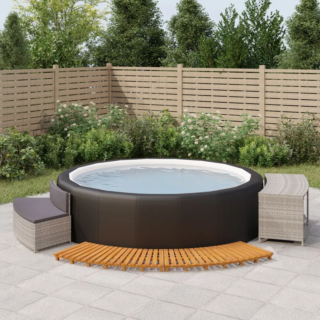 vidaXL Bordo per Spa Grigio in Polyrattan e Legno Massello di Acacia