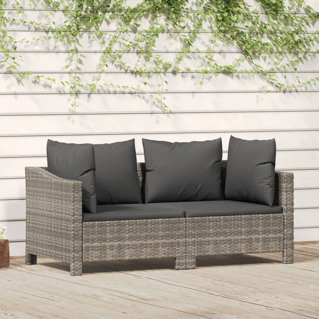 vidaXL Set di Divani da Giardino 2 pz con Cuscini in Polyrattan Grigio