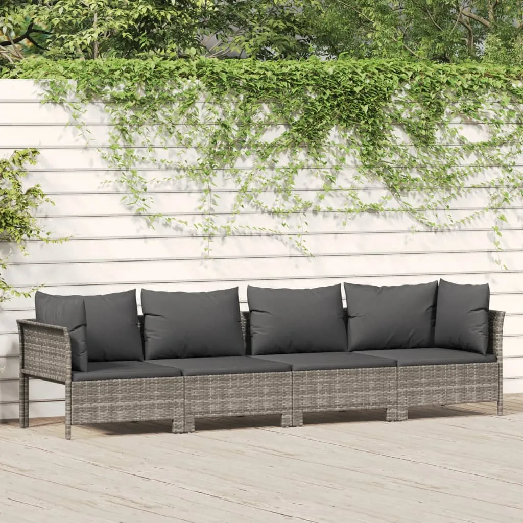 vidaXL Set Divani da Giardino 4 pz con Cuscini in Polyrattan Grigio