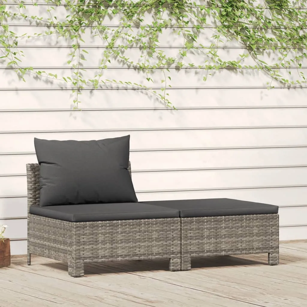 vidaXL Set di Divani da Giardino 2 pz con Cuscini in Polyrattan Grigio