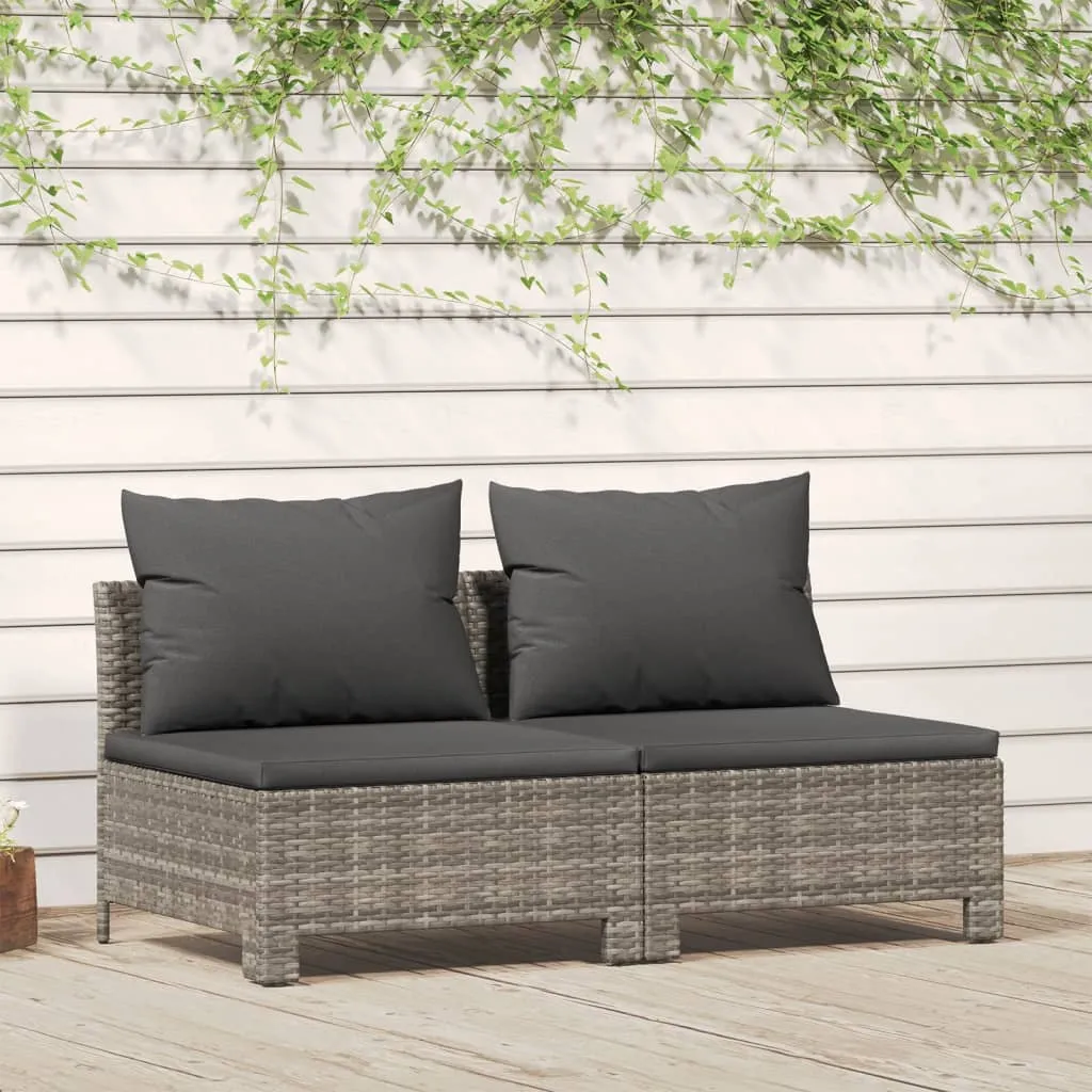 vidaXL Divano da Giardino a 2 Posti con Cuscini in Polyrattan Grigio