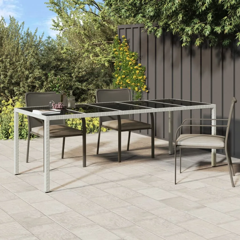 vidaXL Tavolo Giardino Bianco 250x100x75 cm Polyrattan Vetro Temperato