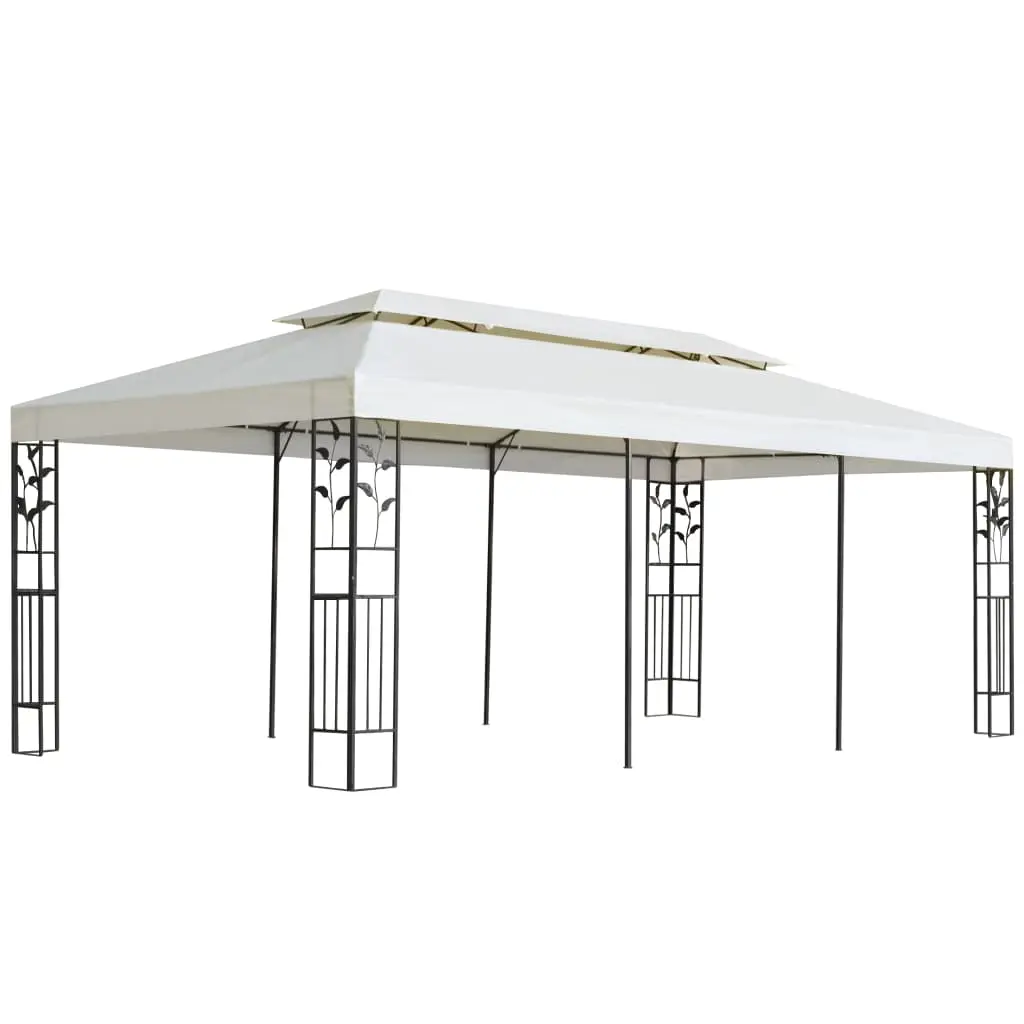 Gazebo con Tetto Doppio Bianco 6x3 m in Acciaio