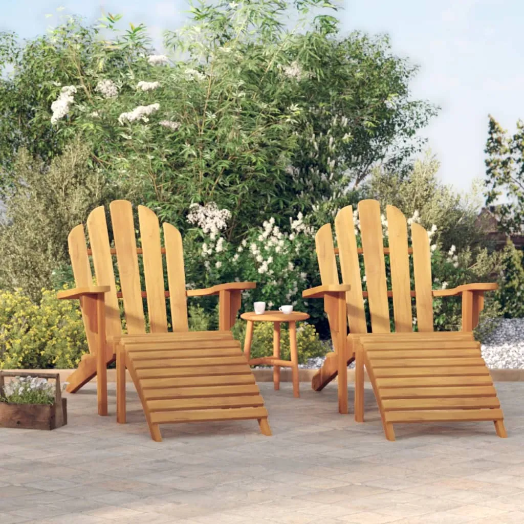 vidaXL Sedie Adirondack Giardino Poggiapiedi 2pz Legno Massello Teak