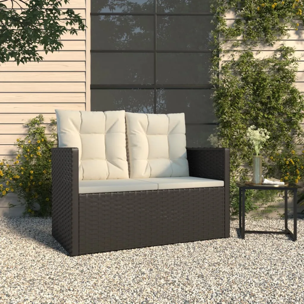 vidaXL Panca da Giardino con Cuscini Nera 105 cm in Polyrattan