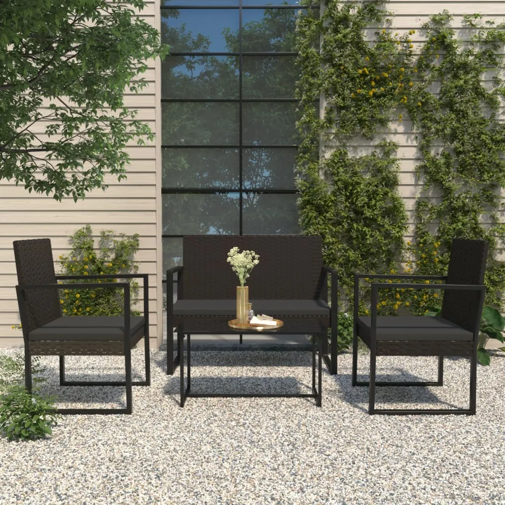 vidaXL Panca da Giardino con Cuscini Nera 106 cm in Polyrattan