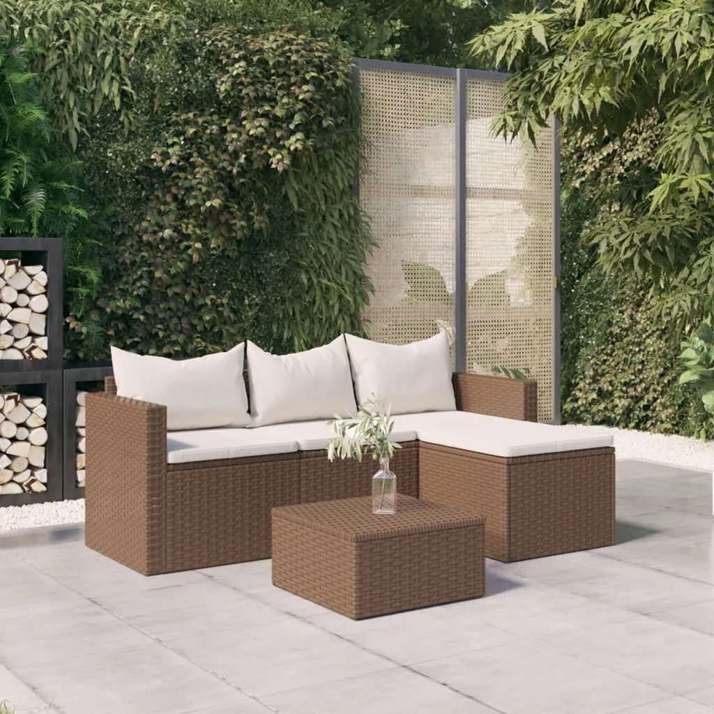 vidaXL Set Mobili da Giardino Marrone in Polyrattan