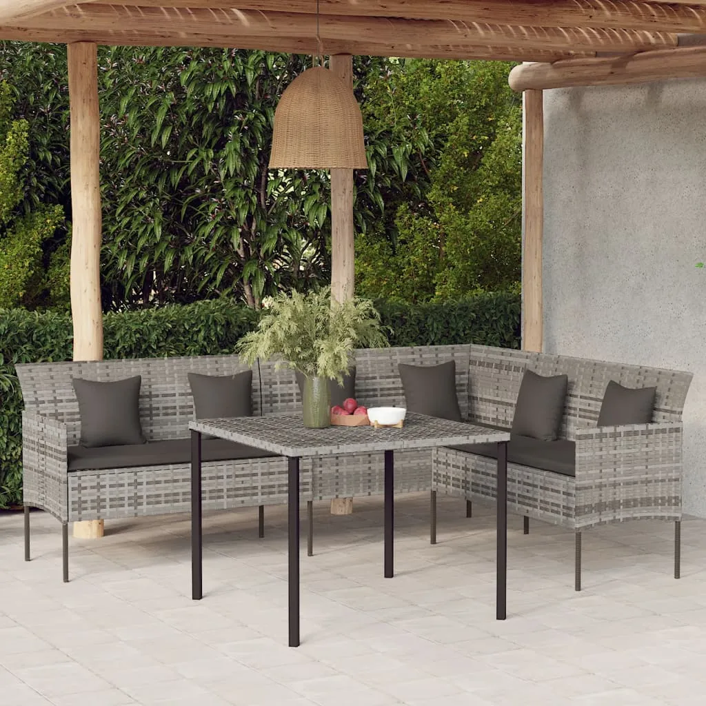 vidaXL Divano da Giardino a L con Cuscini Grigio in Polyrattan