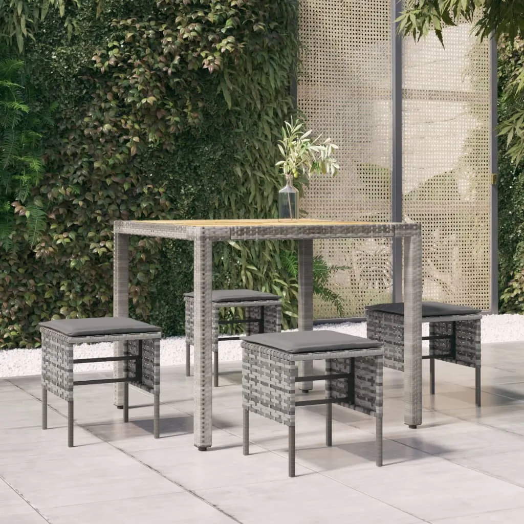 vidaXL Poggiapiedi da Giardino con Cuscini 4pz Grigio in Polyrattan