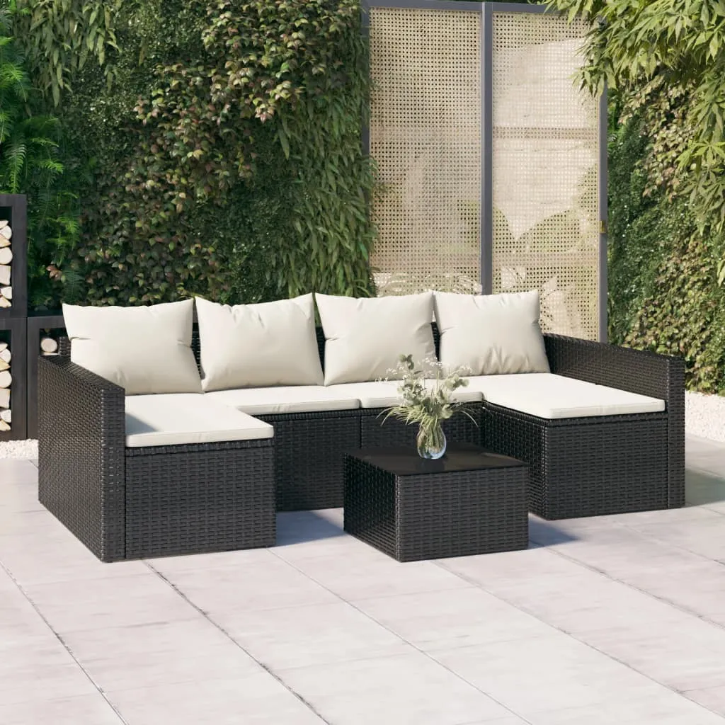 vidaXL Set da Giardino 2 pz con Cuscini Nero in Polyrattan