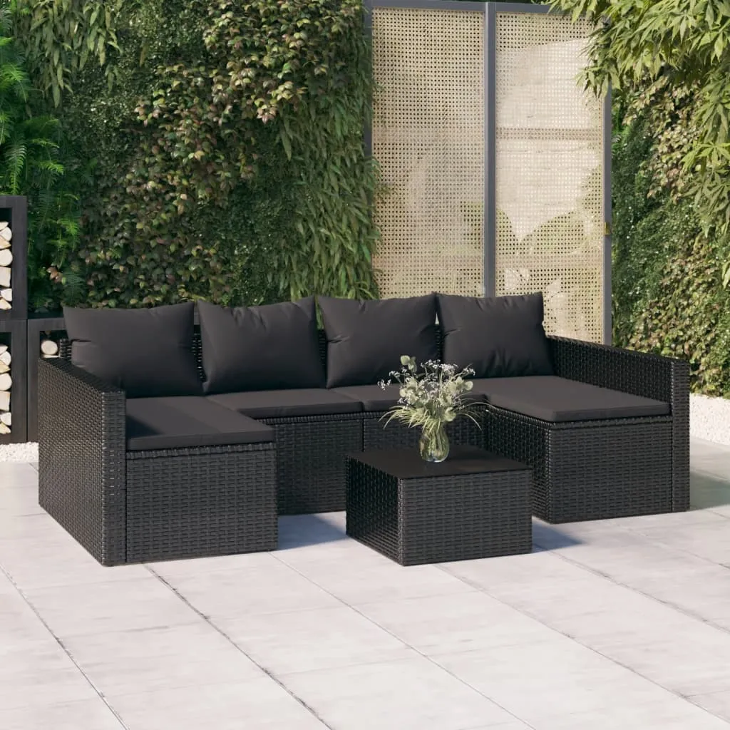 vidaXL Set da Giardino 2 pz con Cuscini Nero in Polyrattan