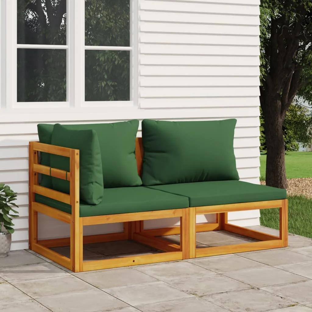 vidaXL Set Divani da Giardino 2pz con Cuscini Legno Massello di Acacia