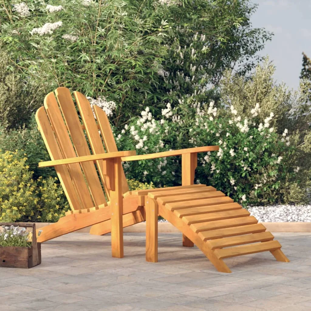 vidaXL Sedia Giardino Adirondack con Poggiapiedi Legno Massello Teak