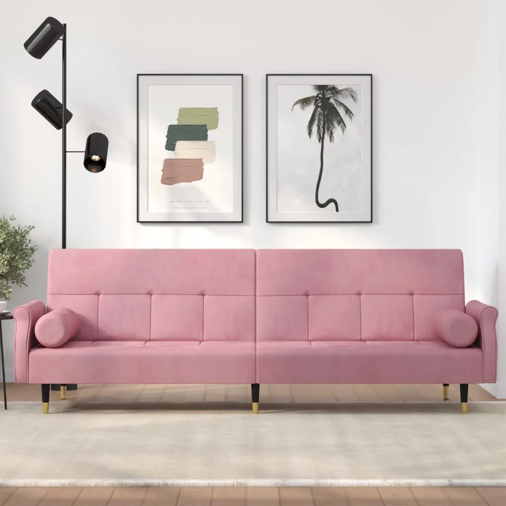 vidaXL Divano Letto con Cuscini Rosa in Velluto