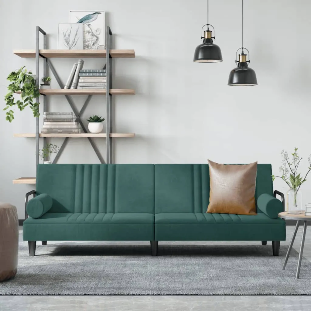 vidaXL Divano Letto con Braccioli Verde Scuro in Velluto