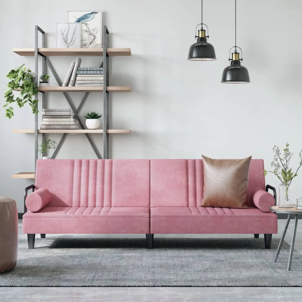 vidaXL Divano Letto con Braccioli Rosa in Velluto