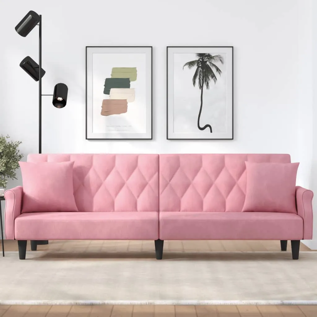 vidaXL Divano Letto con Braccioli Rosa in Velluto