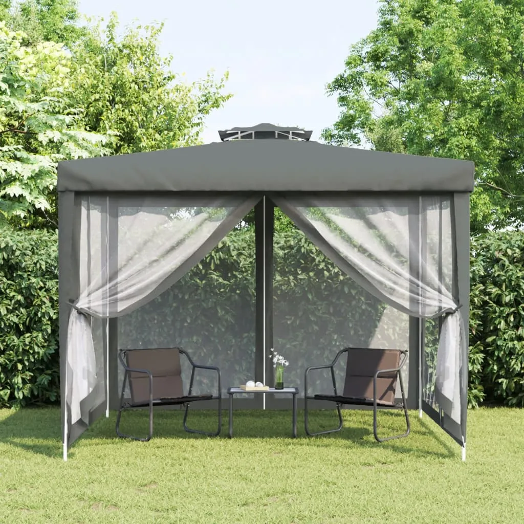 vidaXL Gazebo con Tetto Doppio Antracite 3x3x2,68 m in Tessuto