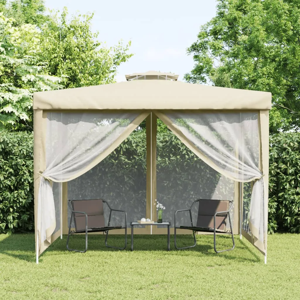 vidaXL Gazebo con Tetto Doppio Crema 3x3x2,68 m in Tessuto