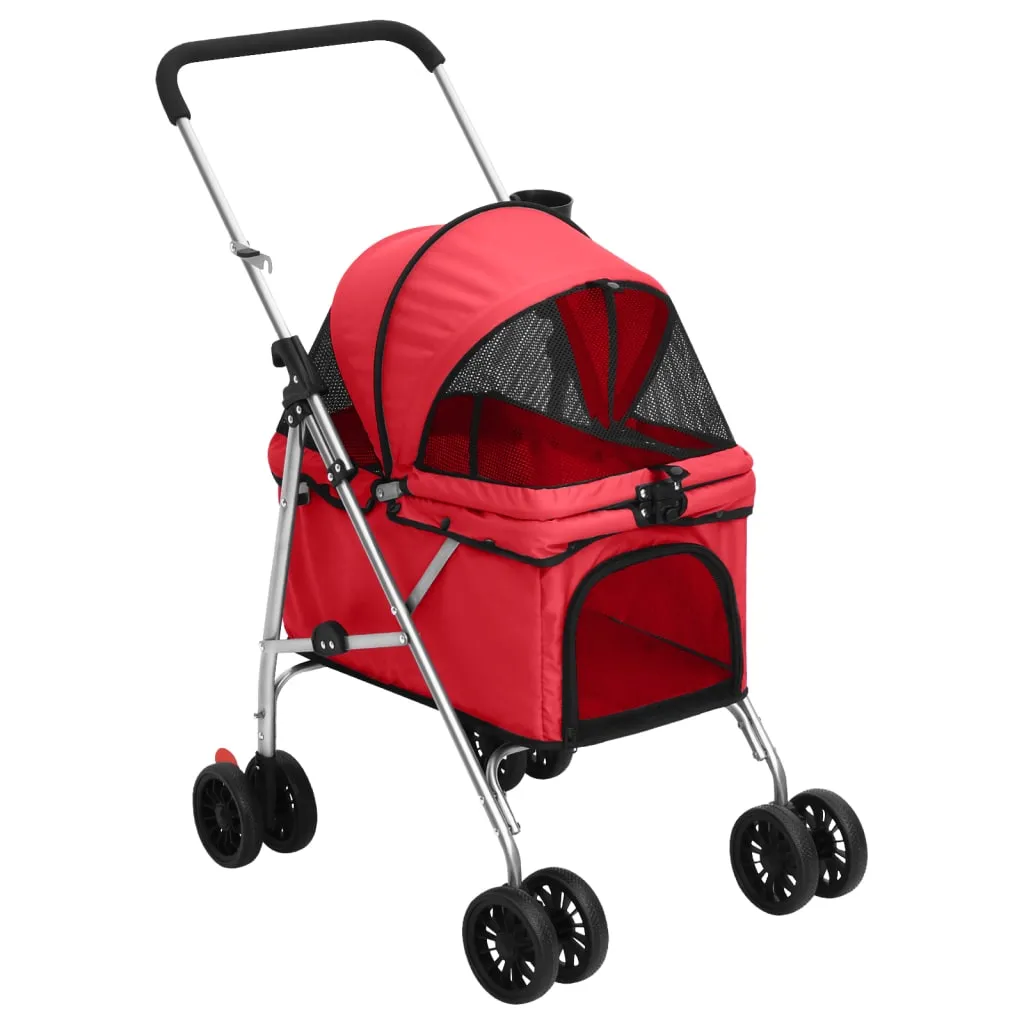 vidaXL Passeggino per Cani Pieghevole Rosso 76x50x100cm Tessuto Oxford