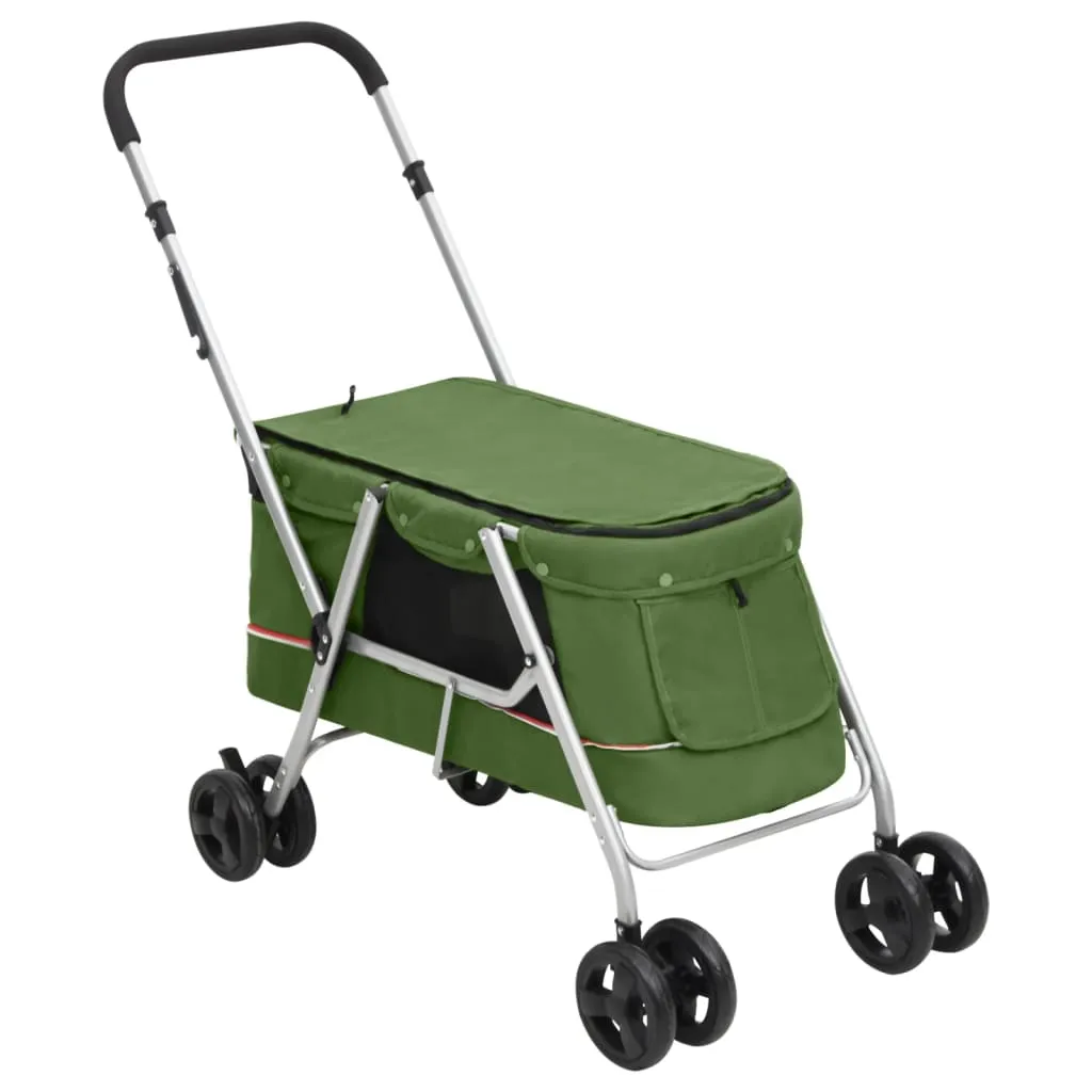 vidaXL Passeggino Cani Pieghevole Verde 100x49x96cm Tessuto di Lino