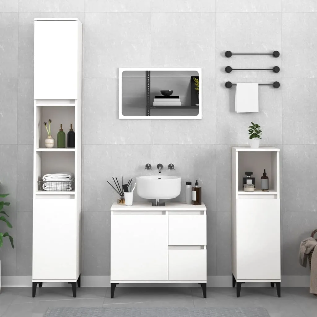 vidaXL Armadietto da Bagno Bianco 30x30x190 cm in Legno Multistrato