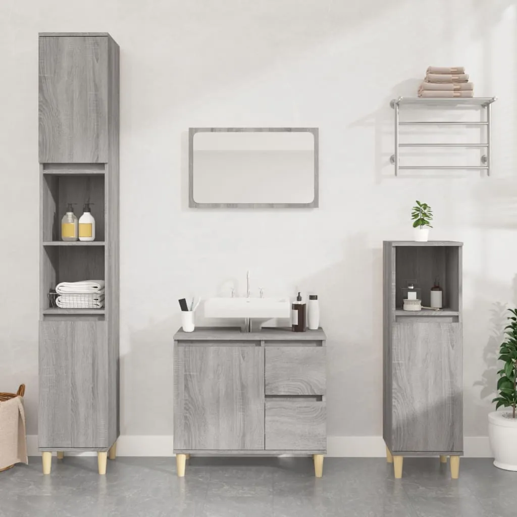 vidaXL Armadietto Bagno Grigio Sonoma 65x33x60 cm in Legno Multistrato