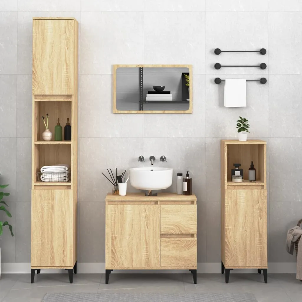 vidaXL Armadietto da Bagno Rovere Sonoma 65x33x60 cm Legno Multistrato