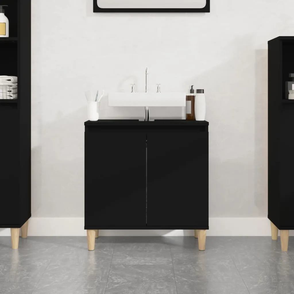 vidaXL Mobile Lavabo Nero 58x33x60 cm in Legno Multistrato