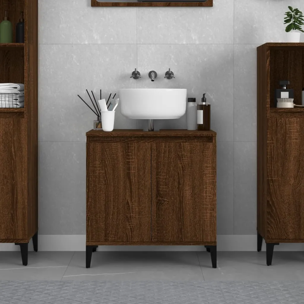 vidaXL Mobile Lavabo Rovere Marrone 58x33x60 cm in Legno Multistrato