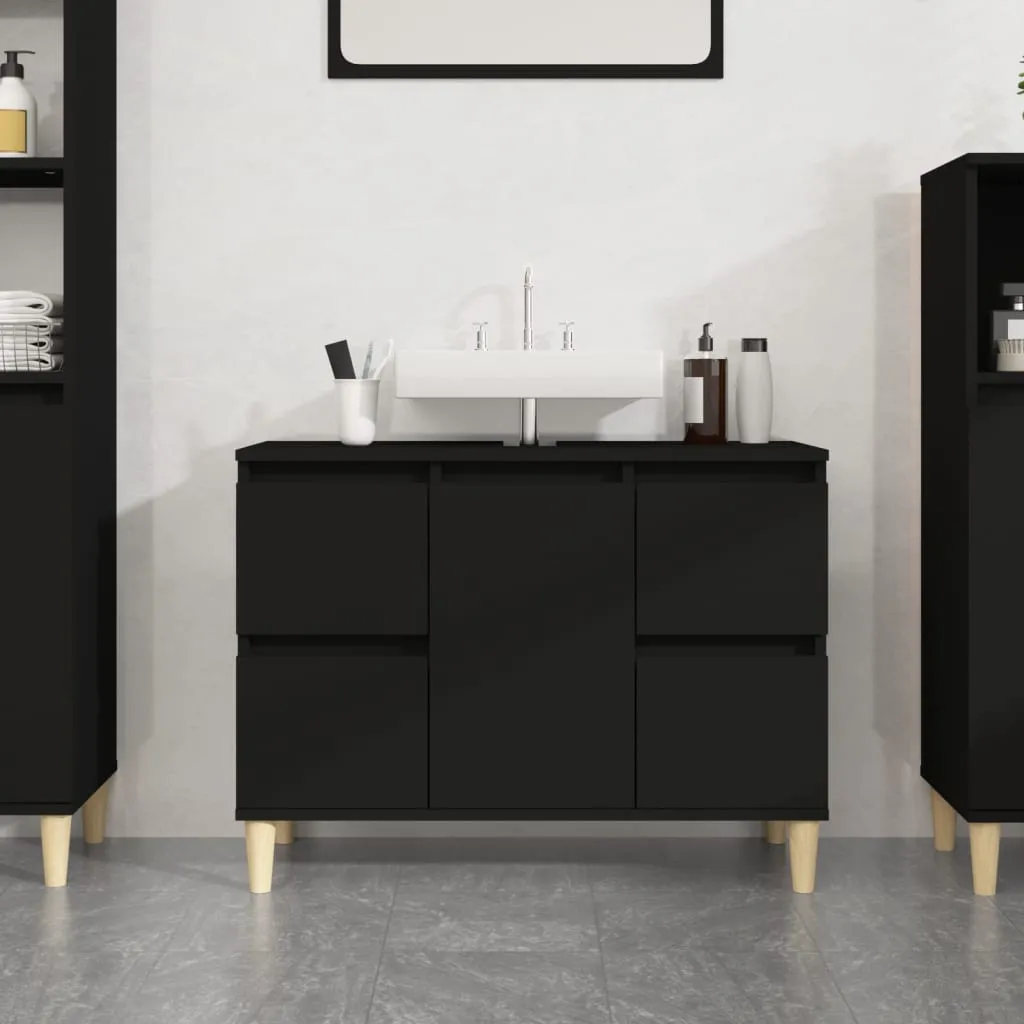 vidaXL Mobile Lavabo Nero 80x33x60 cm in Legno Multistrato