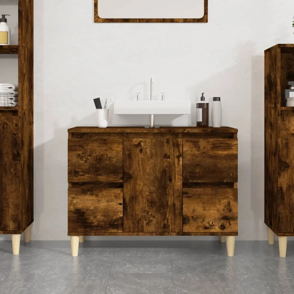 vidaXL Mobile Lavabo Rovere Fumo 80x33x60 cm in Legno Multistrato